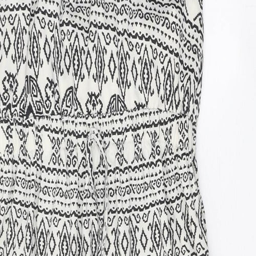 Amber Krystal Womens White Geometric Polyester Fit & Flare Size M Halter Tie