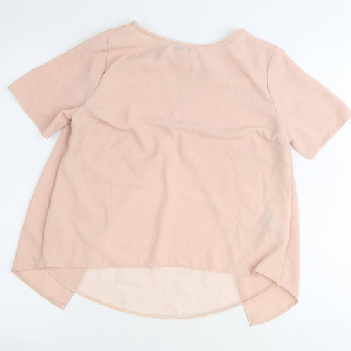 New Look Womens Pink Polyester Basic Blouse Size 8 Round Neck