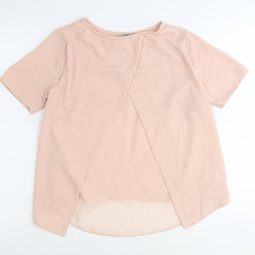 New Look Womens Pink Polyester Basic Blouse Size 8 Round Neck