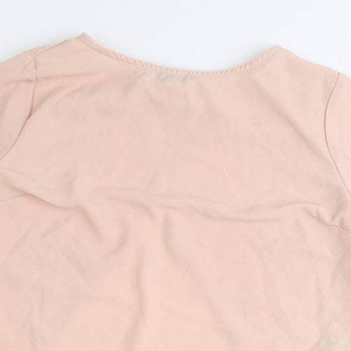 New Look Womens Pink Polyester Basic Blouse Size 8 Round Neck