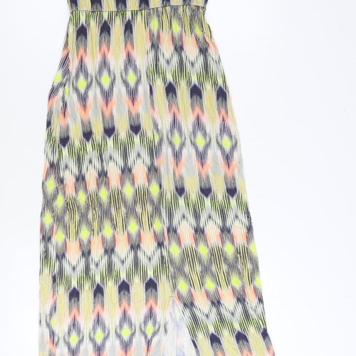 Warehouse Womens Multicoloured Geometric Viscose Maxi Size 8 Off the Shoulder Pullover