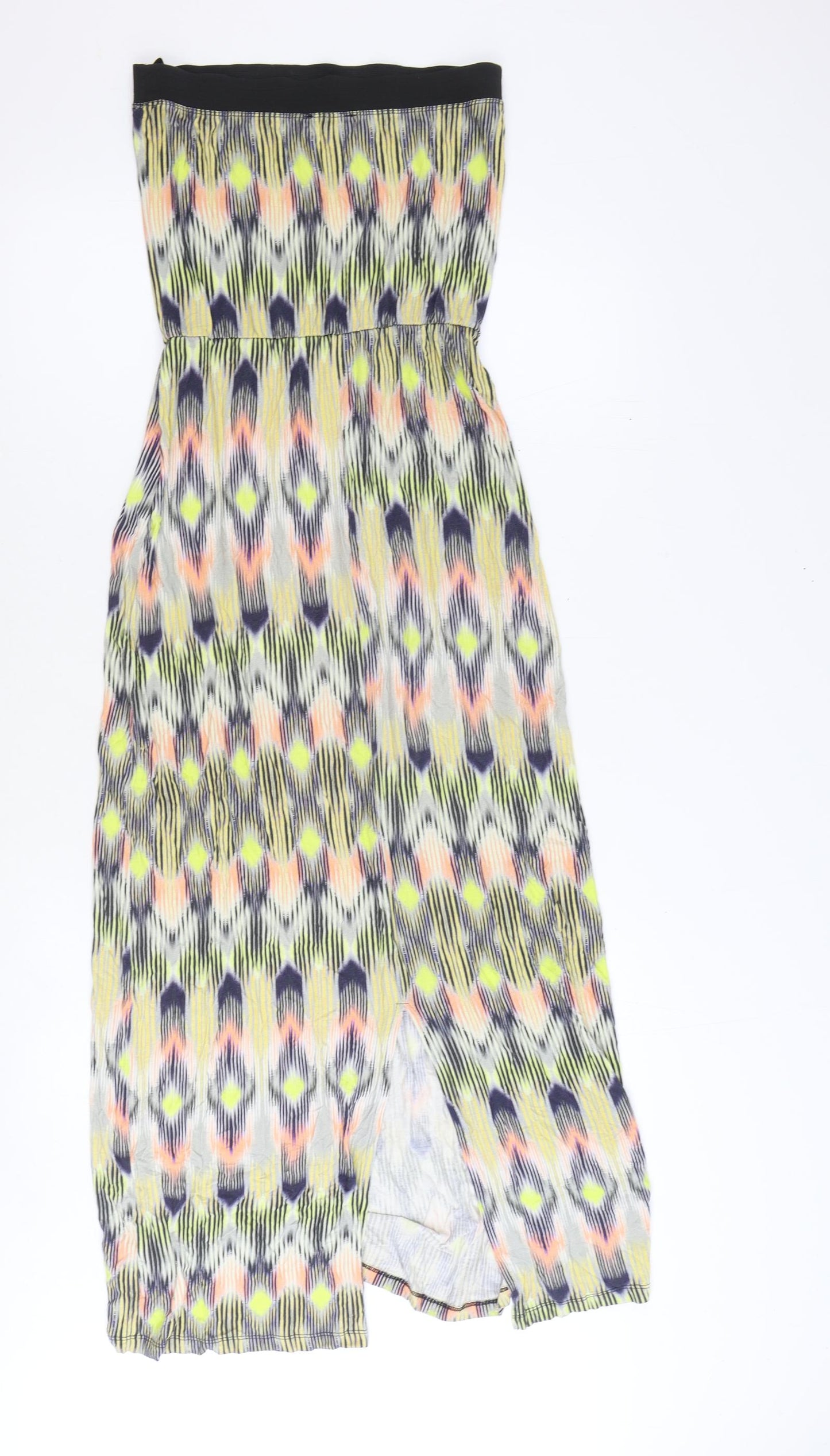 Warehouse Womens Multicoloured Geometric Viscose Maxi Size 8 Off the Shoulder Pullover