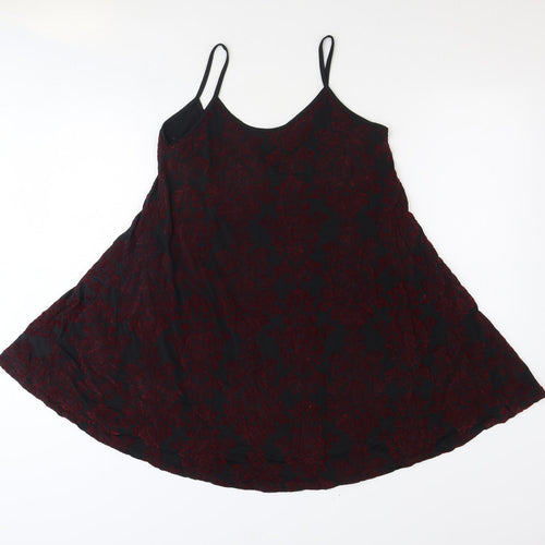 Mizumi Womens Black Floral Polyester Trapeze & Swing Size L Scoop Neck Pullover