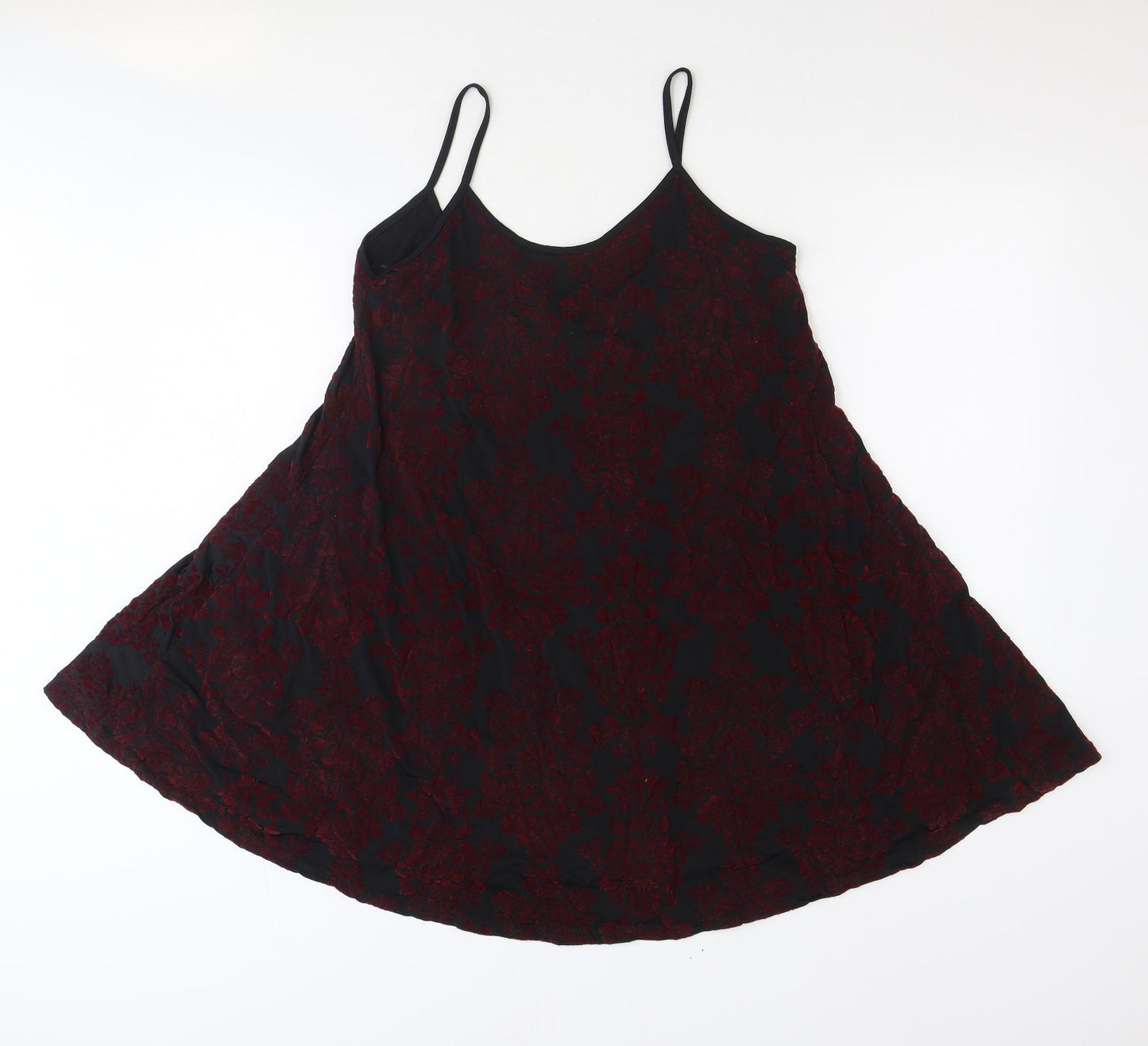 Mizumi Womens Black Floral Polyester Trapeze & Swing Size L Scoop Neck Pullover