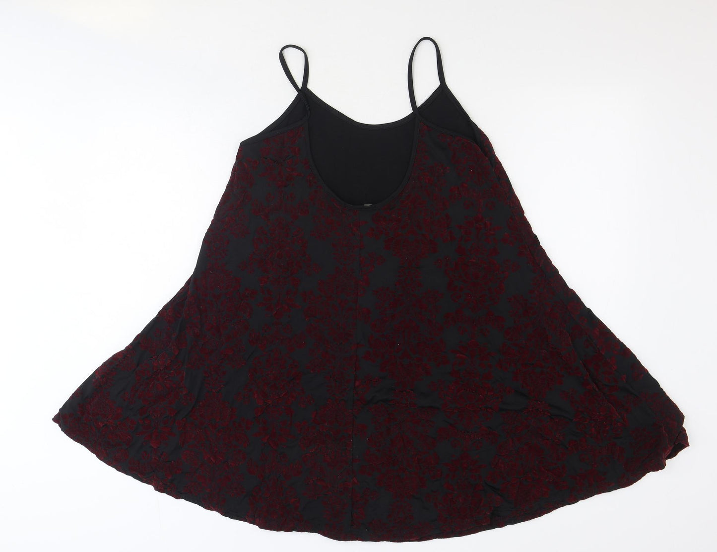 Mizumi Womens Black Floral Polyester Trapeze & Swing Size L Scoop Neck Pullover