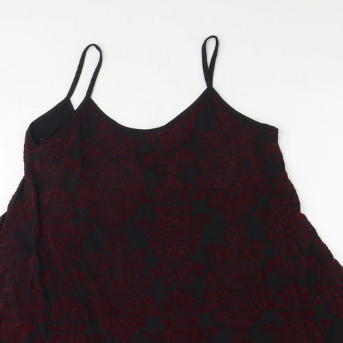 Mizumi Womens Black Floral Polyester Trapeze & Swing Size L Scoop Neck Pullover