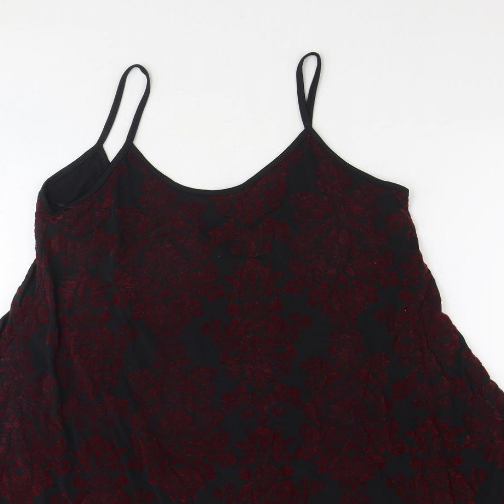 Mizumi Womens Black Floral Polyester Trapeze & Swing Size L Scoop Neck Pullover