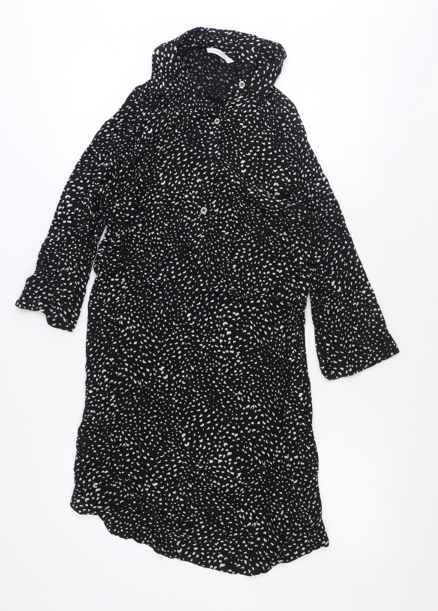 George Womens Black Geometric Viscose Shirt Dress Size 12 Collared Button