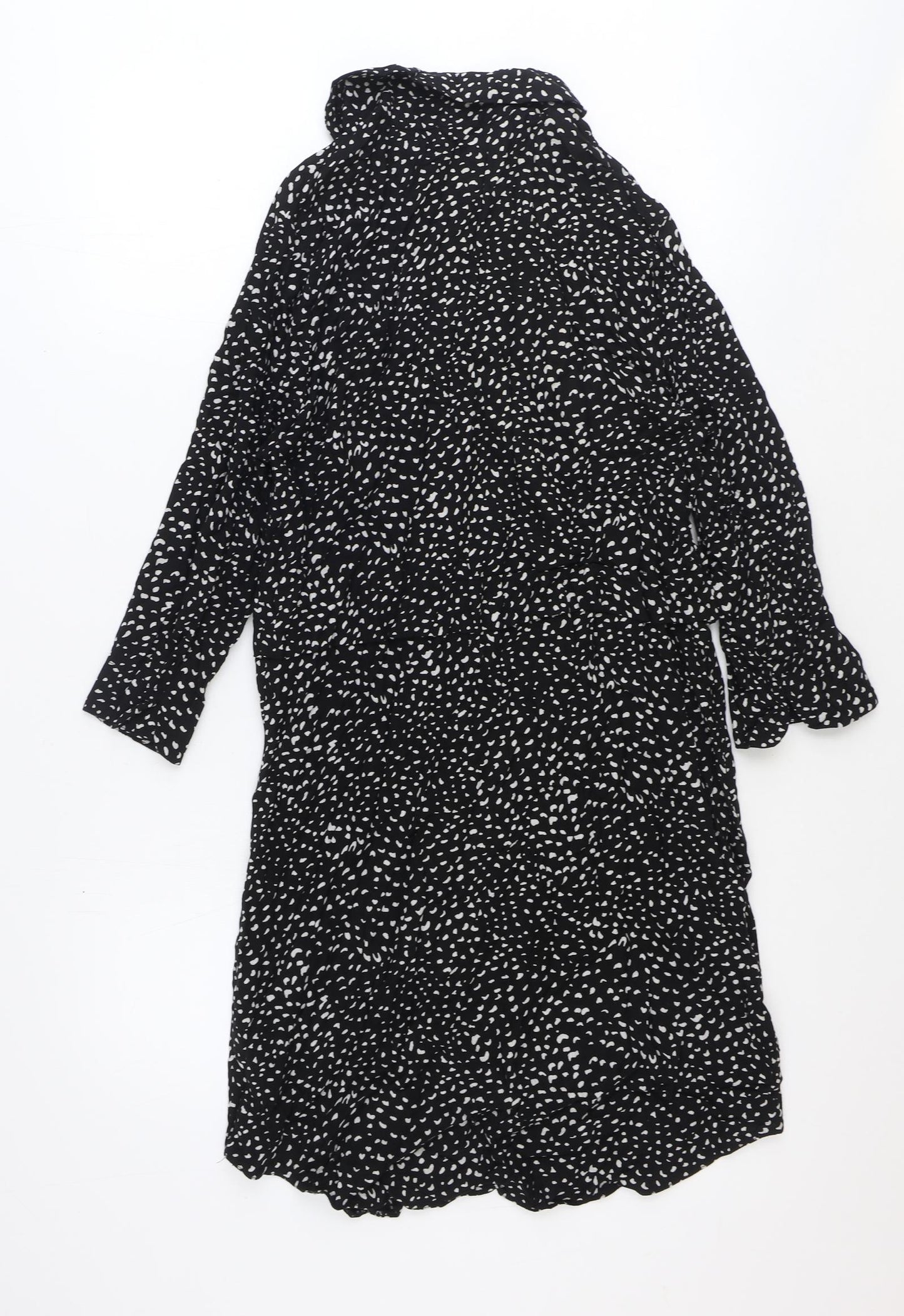 George Womens Black Geometric Viscose Shirt Dress Size 12 Collared Button