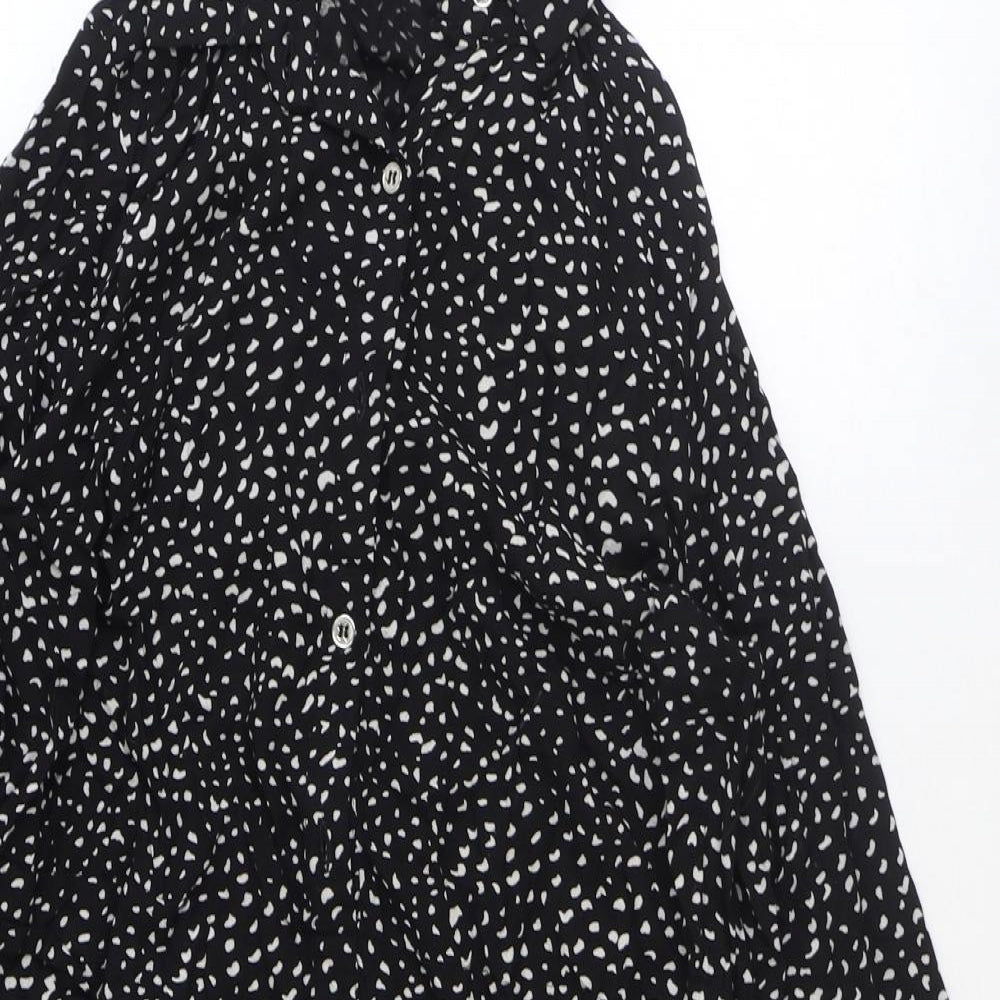 George Womens Black Geometric Viscose Shirt Dress Size 12 Collared Button