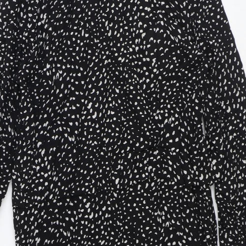 George Womens Black Geometric Viscose Shirt Dress Size 12 Collared Button