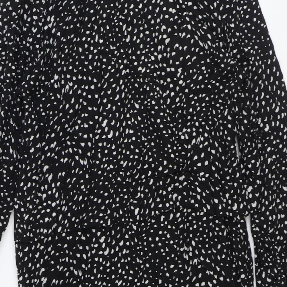 George Womens Black Geometric Viscose Shirt Dress Size 12 Collared Button