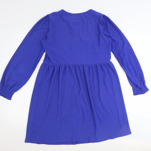New Look Womens Blue Polyester Fit & Flare Size 10 Round Neck Pullover