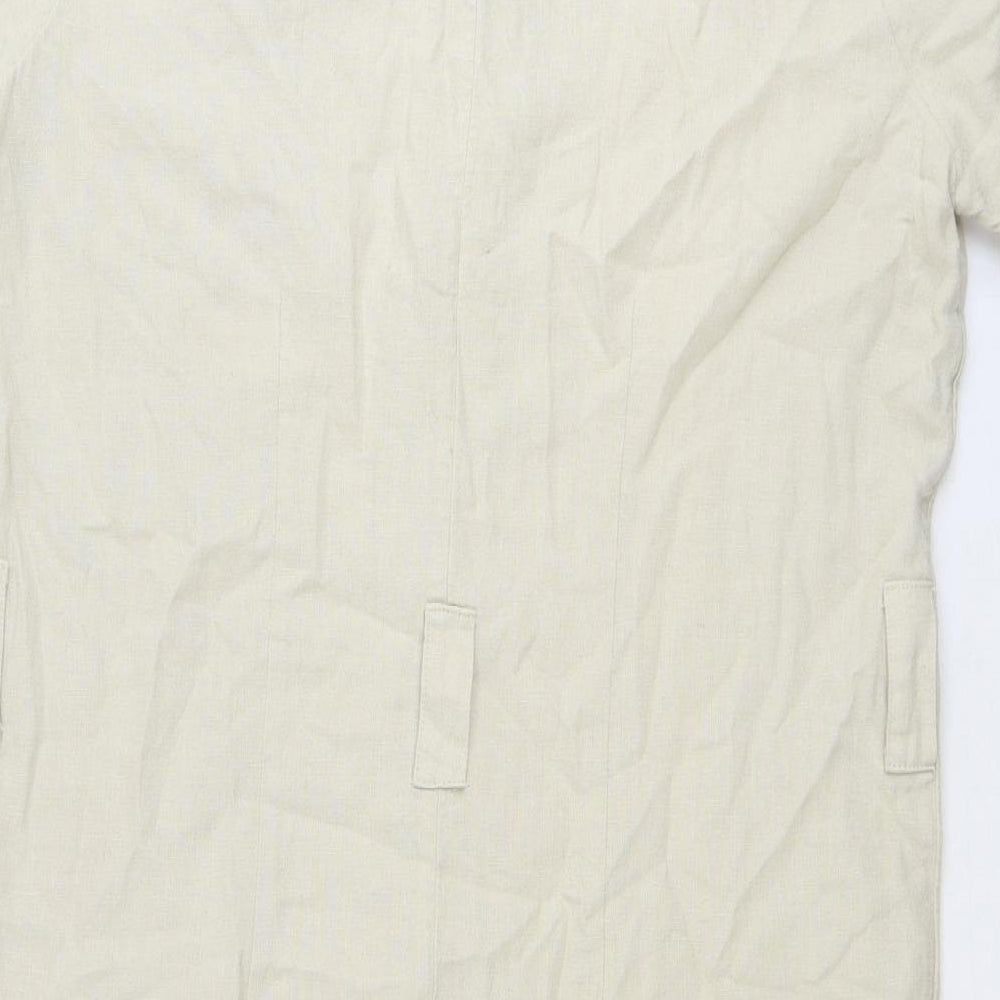Kaleidoscope Womens Beige Linen Shirt Dress Size 12 Collared Button