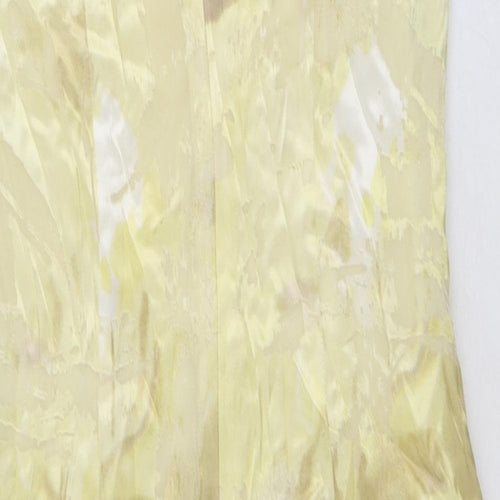 Grace Collection Womens Yellow Geometric Viscose A-Line Size 8 Scoop Neck Zip