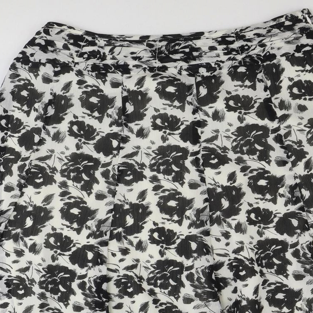 Roman Womens Black Floral Polyester Swing Skirt Size 12 Zip