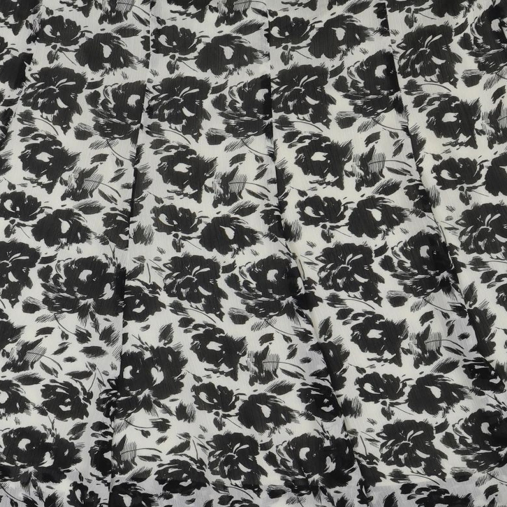 Roman Womens Black Floral Polyester Swing Skirt Size 12 Zip