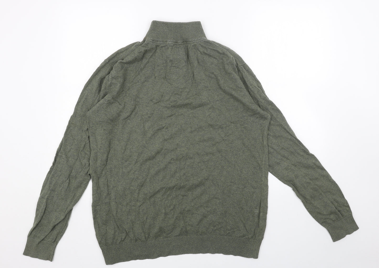 Joules Mens Green High Neck Cotton Pullover Jumper Size M Long Sleeve