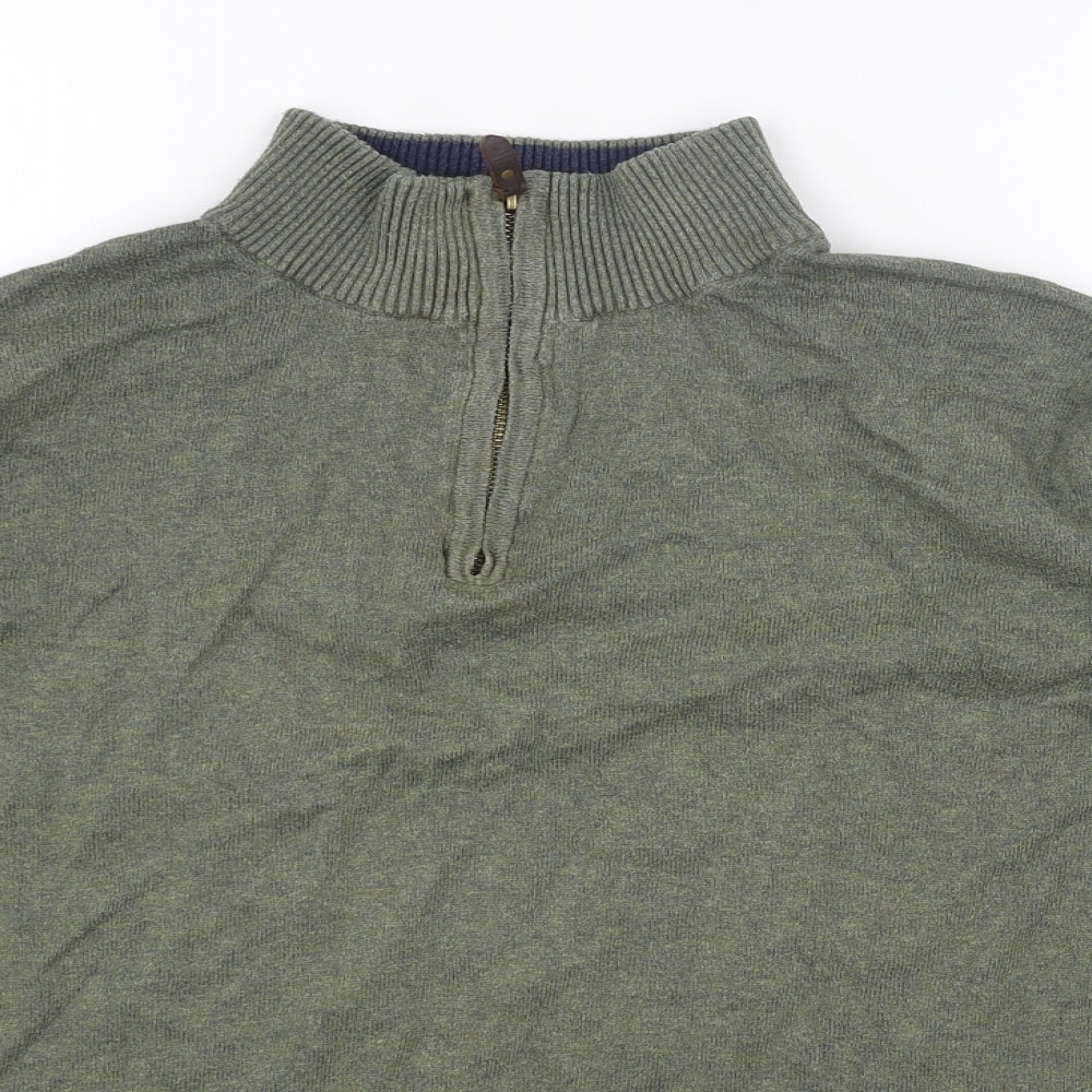 Joules Mens Green High Neck Cotton Pullover Jumper Size M Long Sleeve