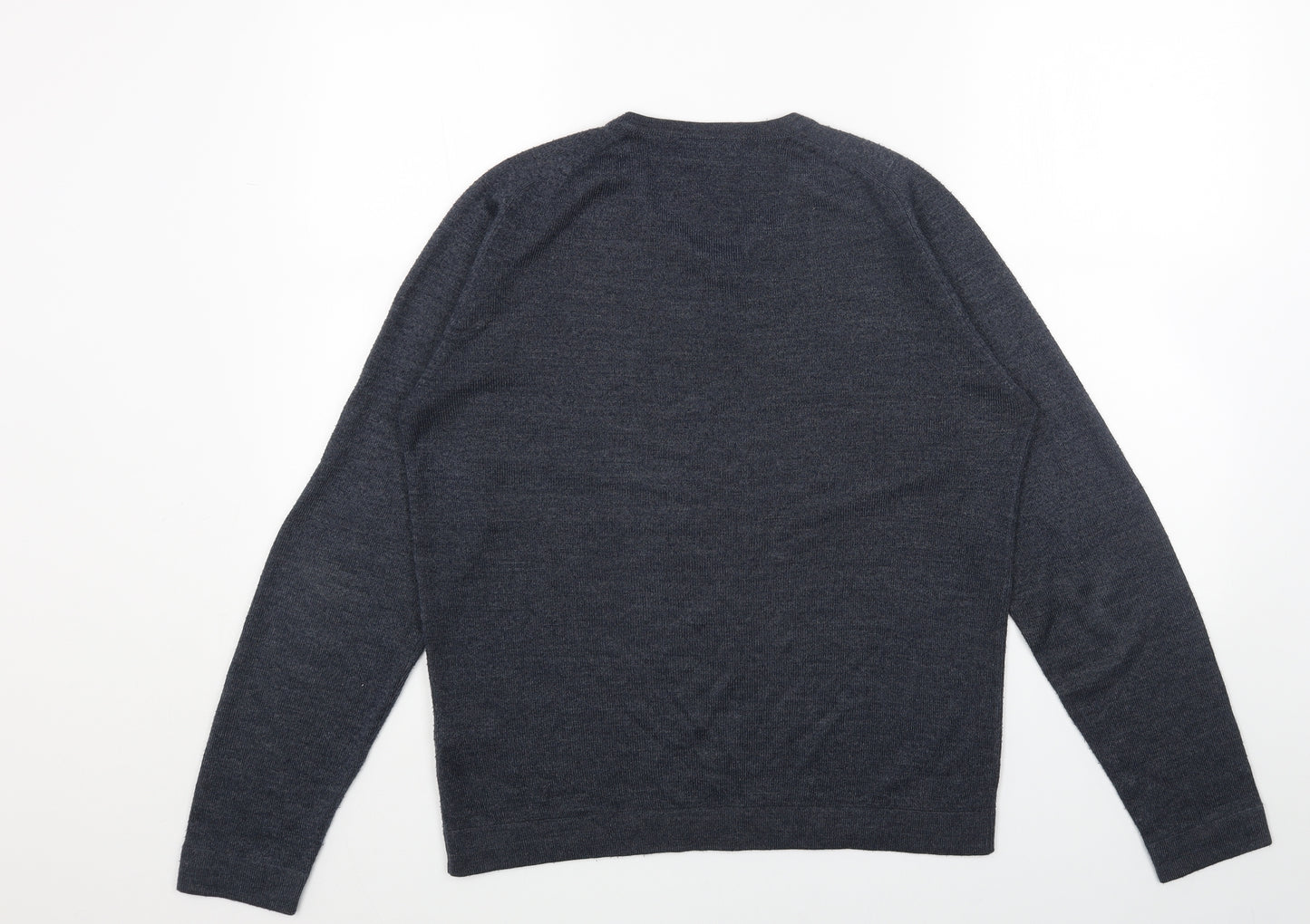 Burton Mens Blue V-Neck Striped Acrylic Pullover Jumper Size S Long Sleeve