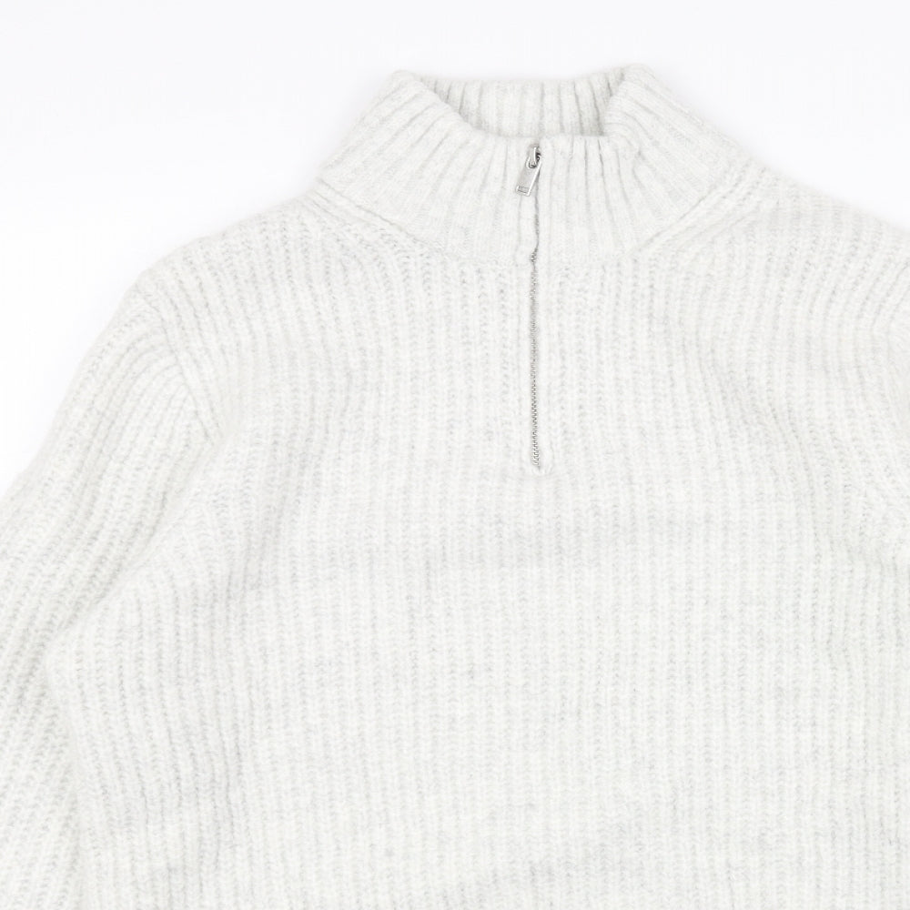 Marks and Spencer Mens Grey High Neck Acrylic Pullover Jumper Size S Long Sleeve