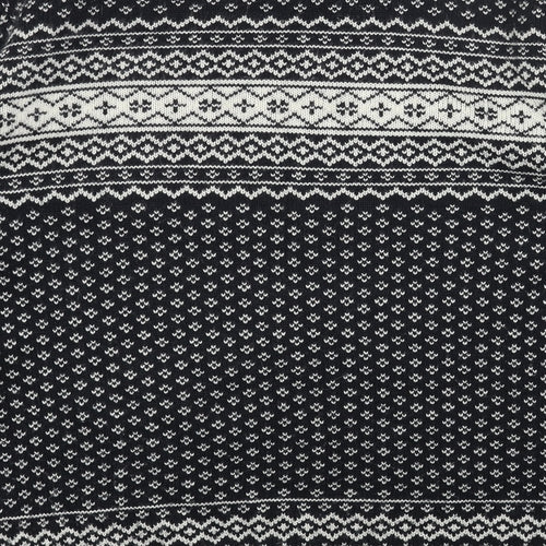 NEXT Mens Black Round Neck Fair Isle Acrylic Pullover Jumper Size XL Long Sleeve