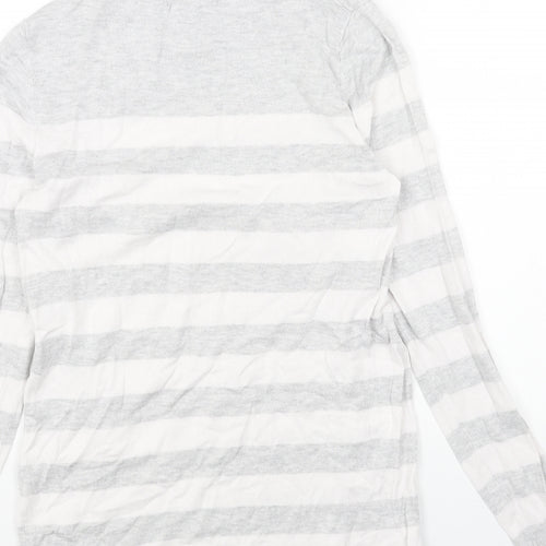 Primark Womens Grey Mock Neck Striped Acrylic Pullover Jumper Size 14