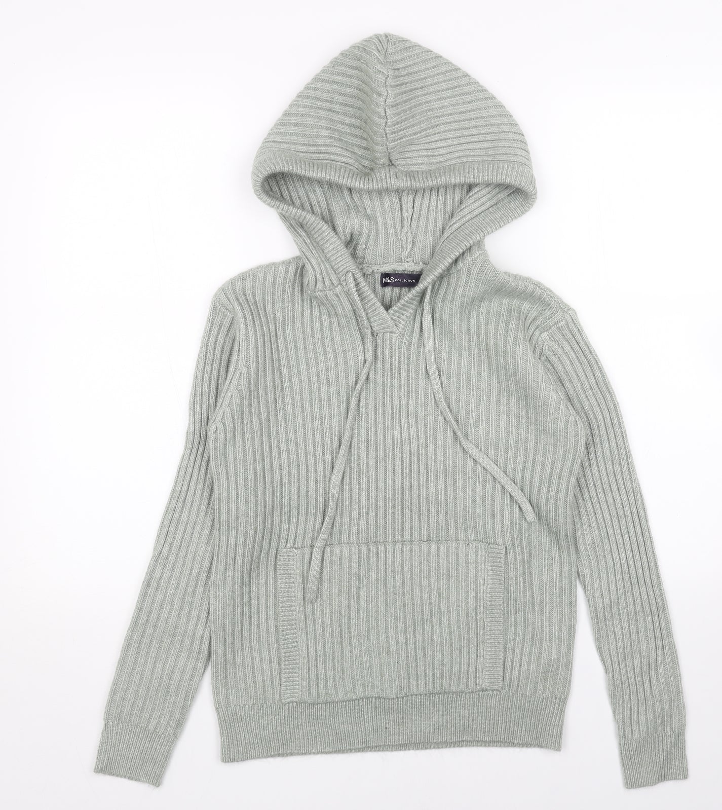 Marks and Spencer Womens Green Round Neck Viscose Pullover Jumper Size XS