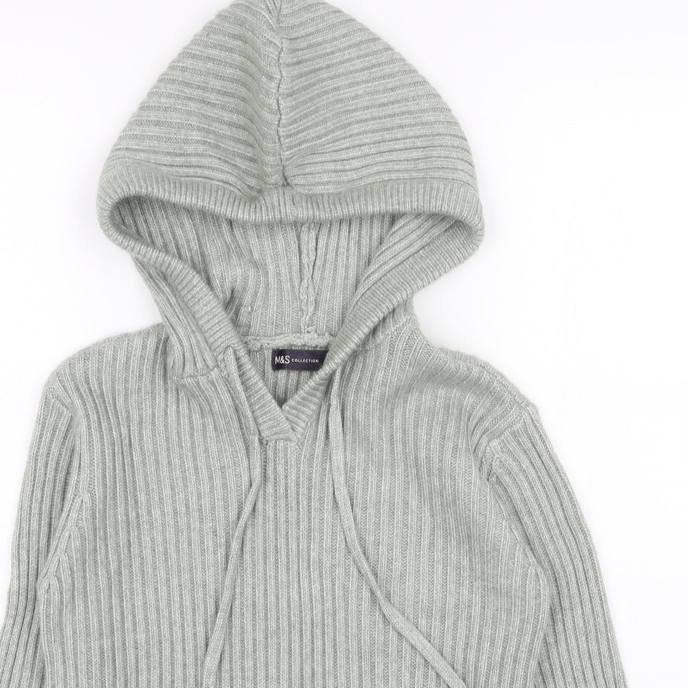 Marks and Spencer Womens Green Round Neck Viscose Pullover Jumper Size XS