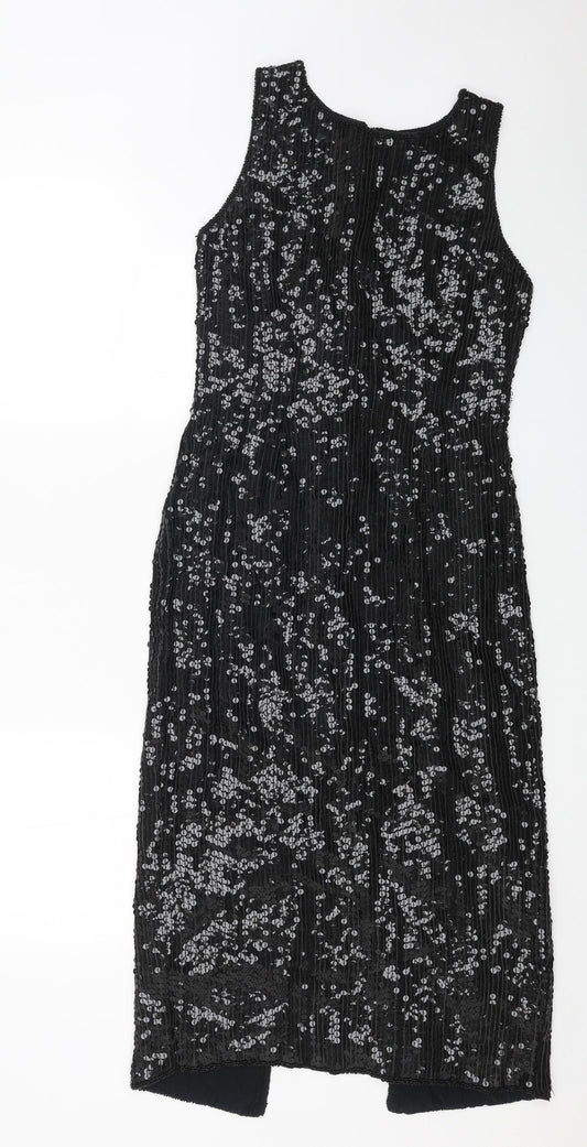 ps richards Womens Black Viscose Ball Gown Size 10 Round Neck Zip