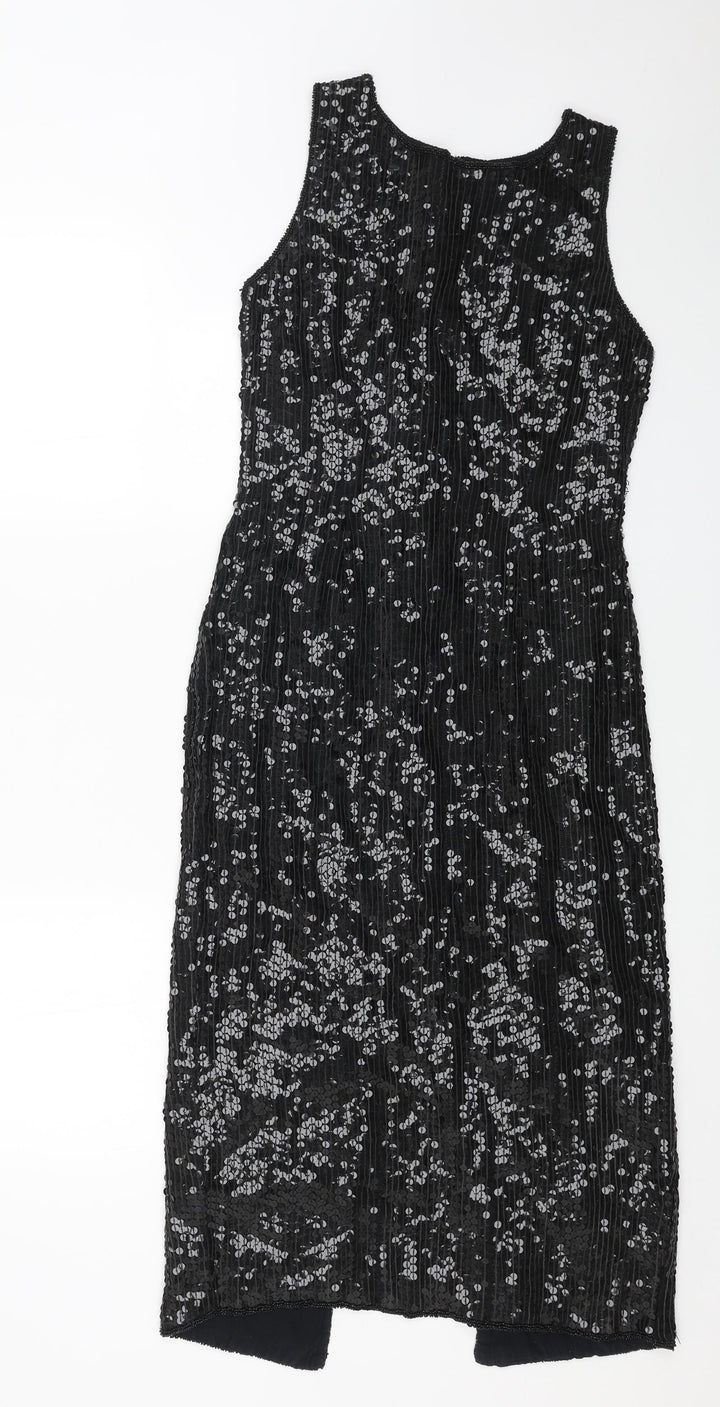 ps richards Womens Black Viscose Ball Gown Size 10 Round Neck Zip