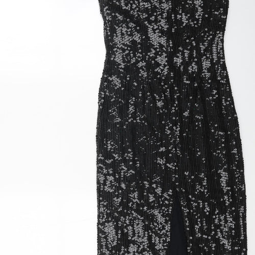 ps richards Womens Black Viscose Ball Gown Size 10 Round Neck Zip