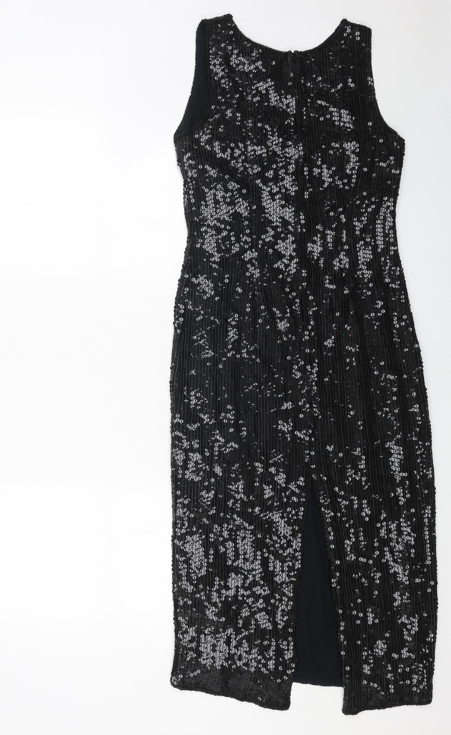 ps richards Womens Black Viscose Ball Gown Size 10 Round Neck Zip
