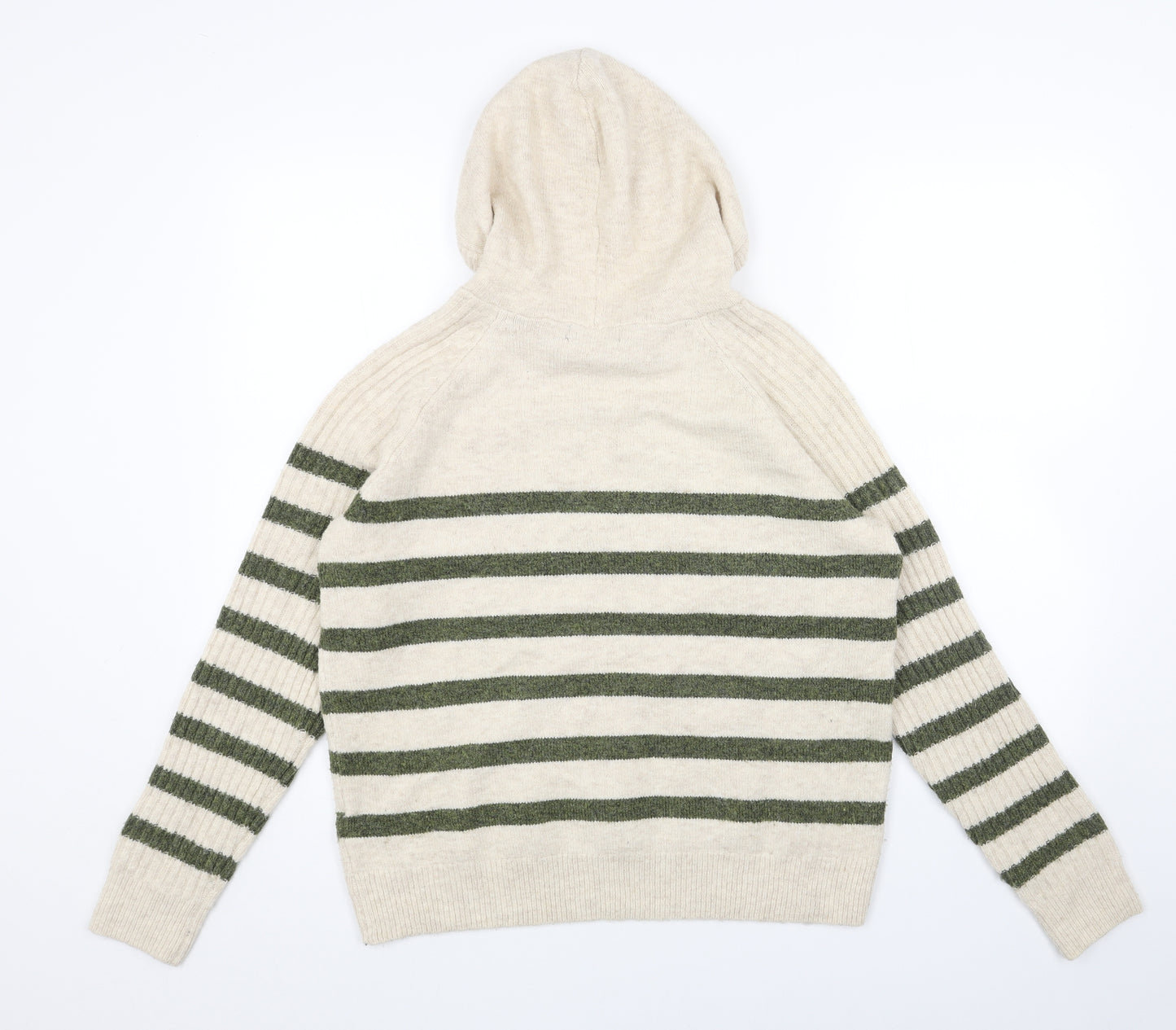 Marks and Spencer Womens Beige Round Neck Striped Acrylic Pullover Jumper Size M