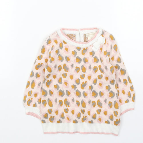 Cynthia Rowley Girls Pink Animal Print Acrylic Pullover Jumper Size 3-6 Months Pullover