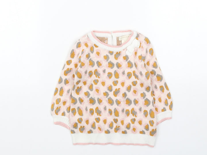 Cynthia Rowley Girls Pink Animal Print Acrylic Pullover Jumper Size 3-6 Months Pullover