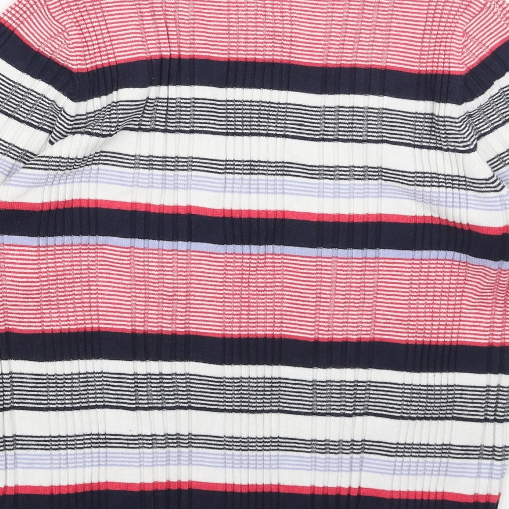 Marks and Spencer Womens Pink Round Neck Striped Acrylic Pullover Jumper Size 12