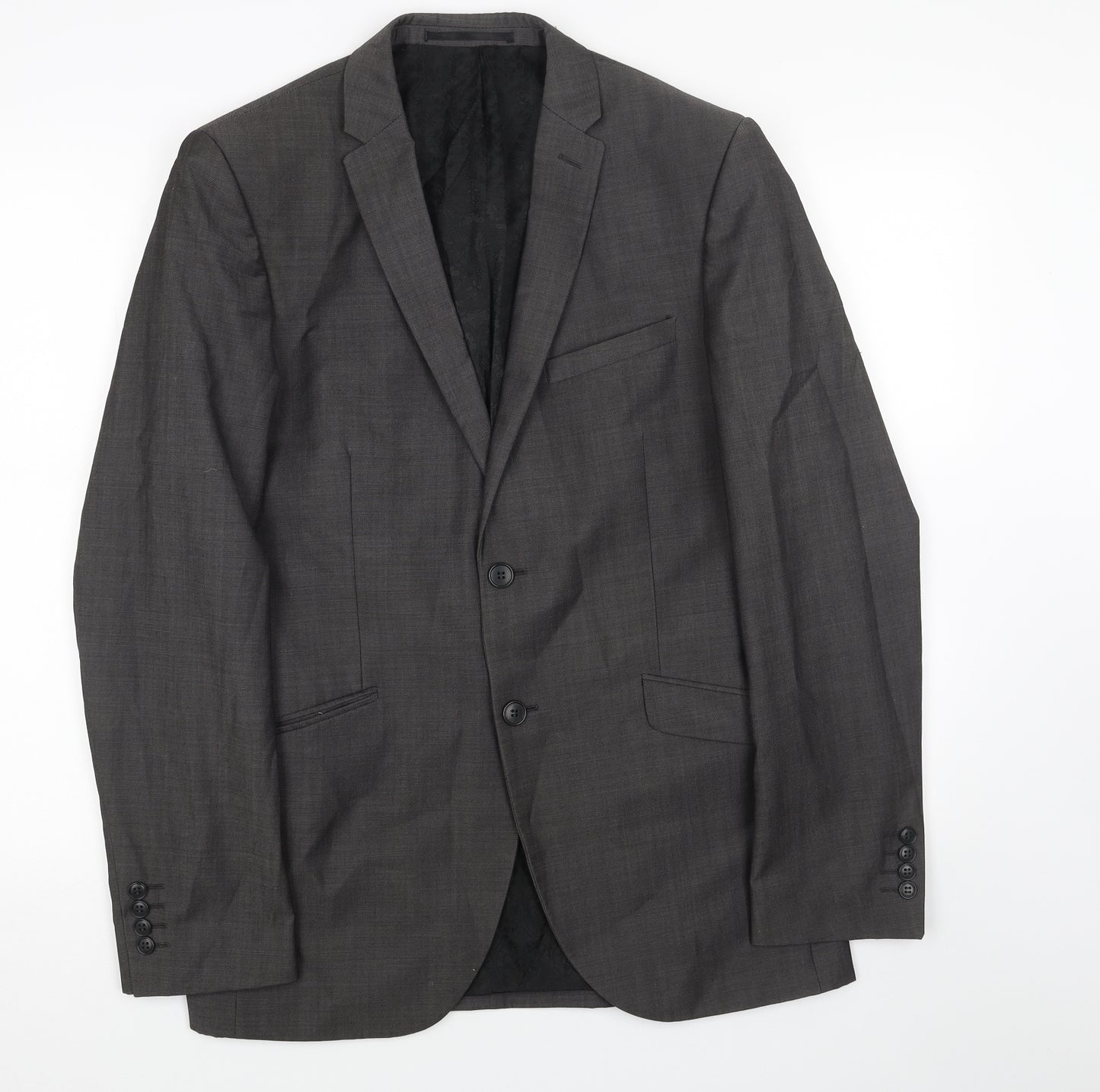Paul Costelloe Mens Grey Patent Leather Jacket Blazer Size 38 Regular