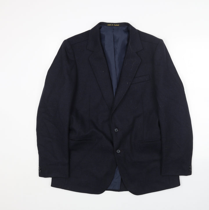 Preworn Mens Blue Wool Jacket Blazer Size 40 Regular
