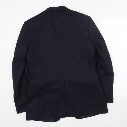 Preworn Mens Blue Wool Jacket Blazer Size 40 Regular