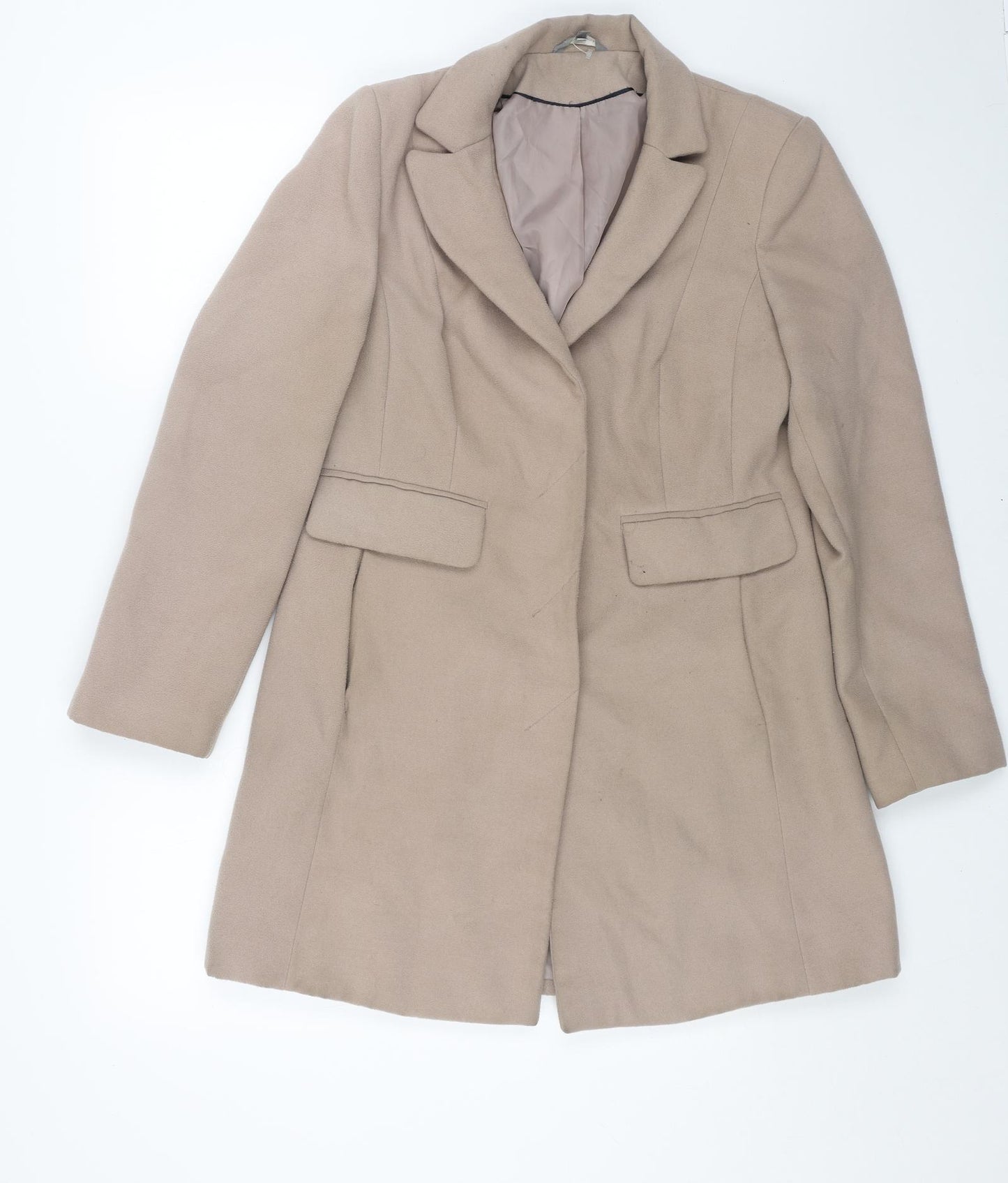 Marks and Spencer Womens Beige Overcoat Coat Size 12 Button