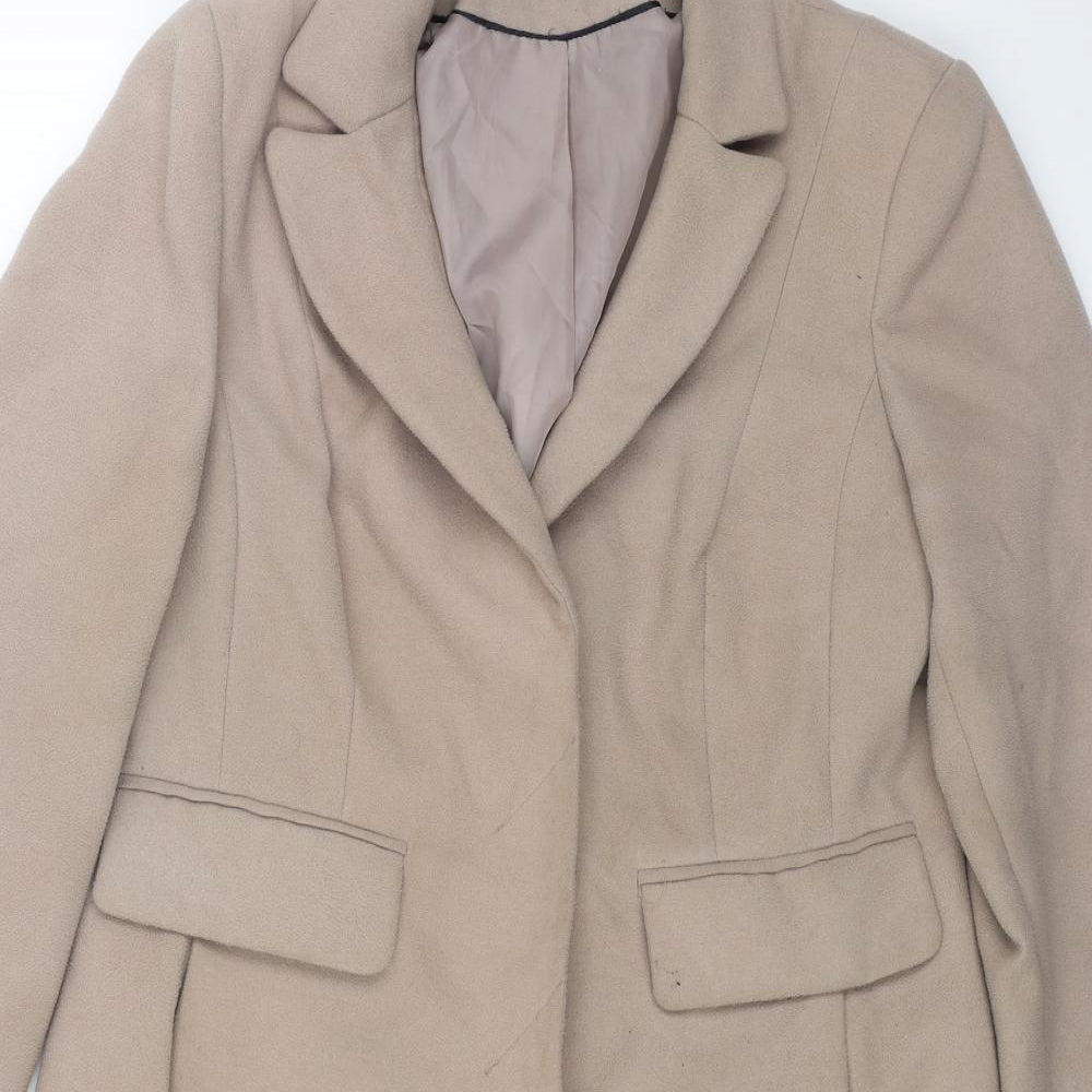 Marks and Spencer Womens Beige Overcoat Coat Size 12 Button