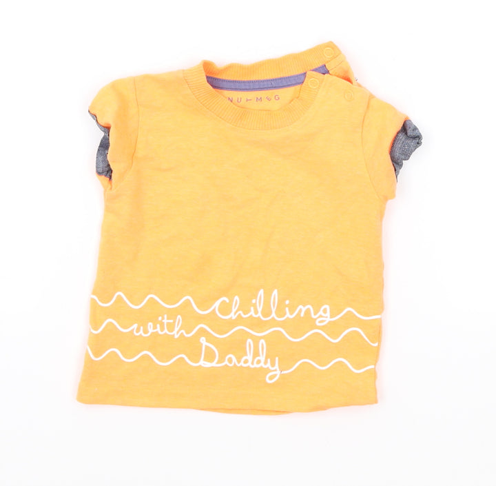 Nutmeg Boys Orange Polyester Basic T-Shirt Size 9-12 Months Round Neck Snap