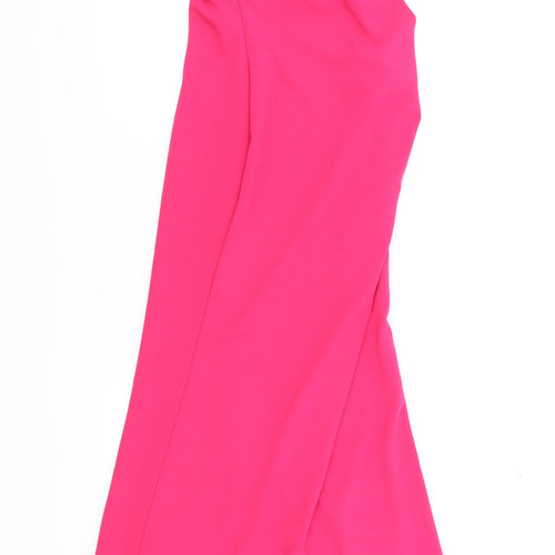 Vicki Pattison Womens Pink Polyester Ball Gown Size 8 V-Neck Zip