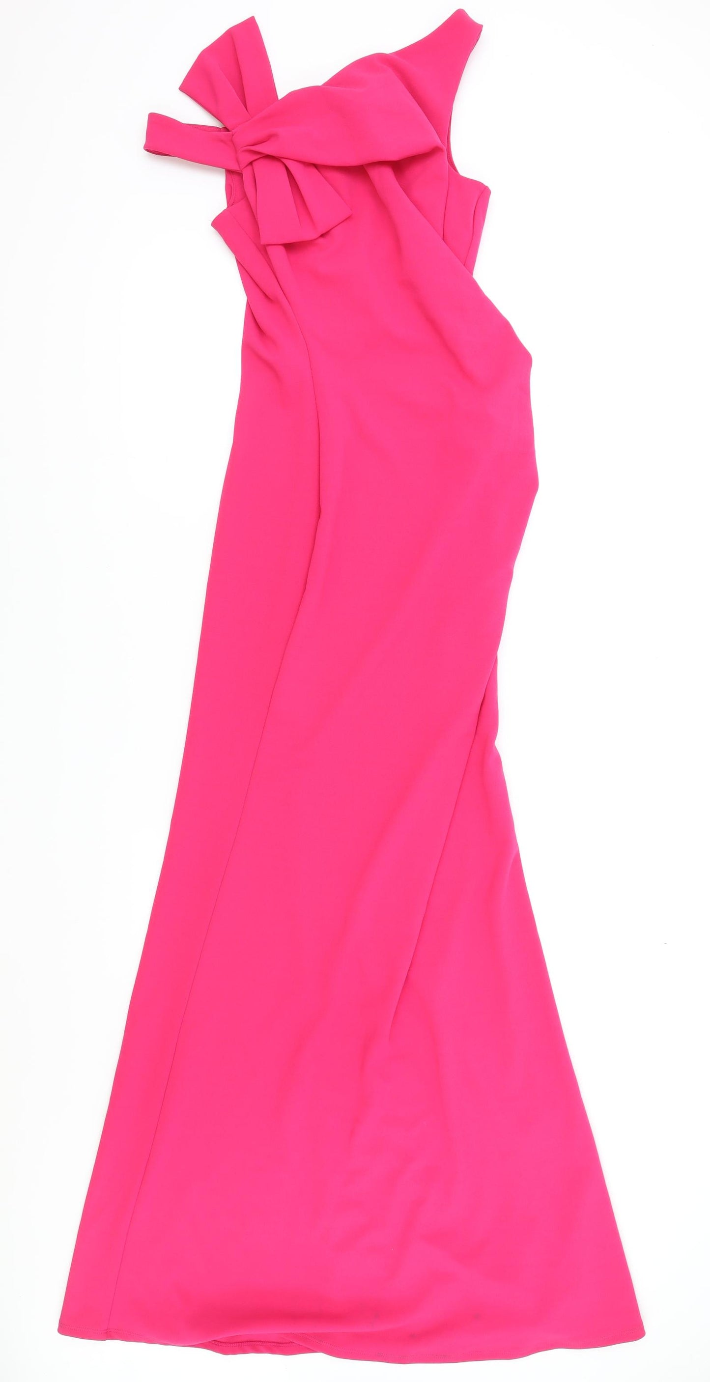 Vicki Pattison Womens Pink Polyester Ball Gown Size 8 V-Neck Zip