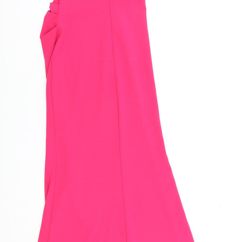 Vicki Pattison Womens Pink Polyester Ball Gown Size 8 V-Neck Zip