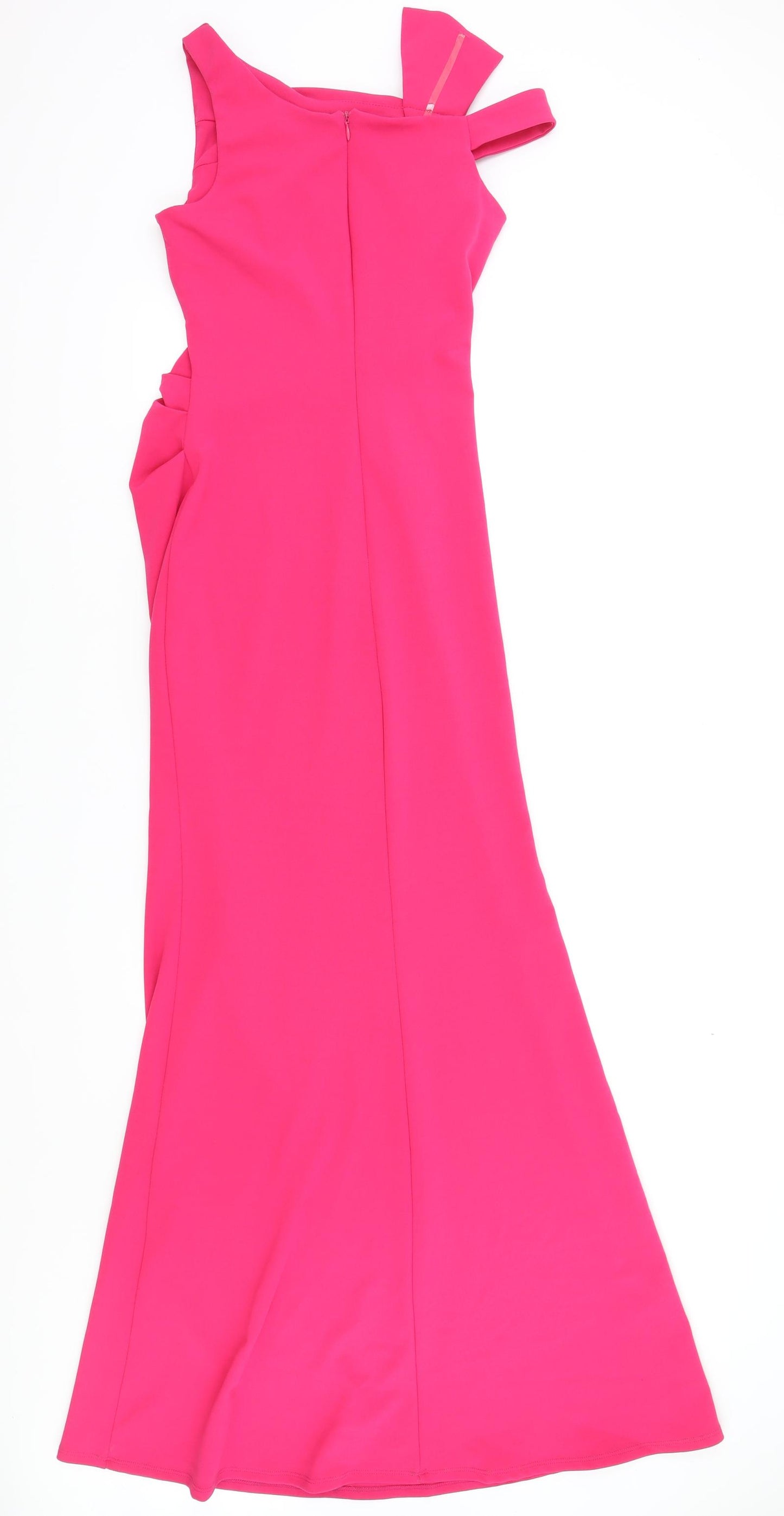 Vicki Pattison Womens Pink Polyester Ball Gown Size 8 V-Neck Zip