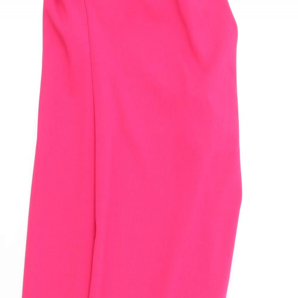 Vicki Pattison Womens Pink Polyester Ball Gown Size 8 V-Neck Zip