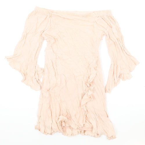 Pull&Bear Womens Pink Polyester Playsuit One-Piece Size S Zip