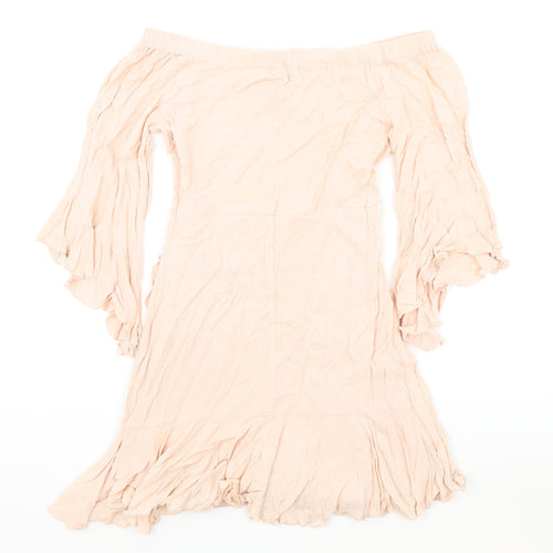 Pull&Bear Womens Pink Polyester Playsuit One-Piece Size S Zip